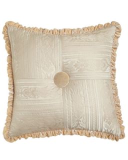 Pieced Pillow with Velvet Button & Ruffle, 20Sq.   Dian Austin Couture Home