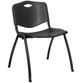 FlashFurniture Hercules Series Polypropylene Stack Chair in Black RUTD01BK Qu