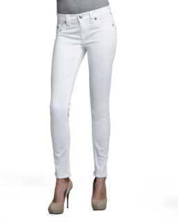 Womens Serena Mid Rise Super Skinny Jeans with Flap, Optic White   True