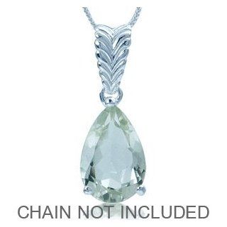 4.18ct. Natural Green Amethyst 925 Sterling Silver Solitaire Pendant SilverShake Jewelry