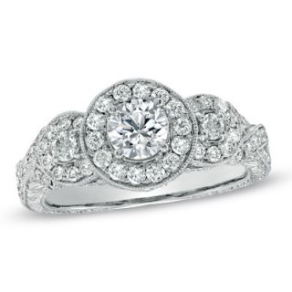 CT. T.W. Diamond Framed Engagement Ring in 14K White Gold