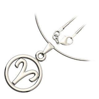 925 Sterling Silver, Aries (March 21   April 19) The Ram Zodiac Sign, Represents Action, Initiative and Great Vitality, Pendant Necklace, 18" Fashion Pendant Jewelry