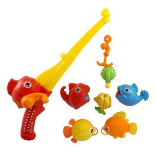 Rod and Reel Fishing Bath Toy Set for Kids with Musical Light up Fishing Pole and 6 Unique Fish Toys & Games