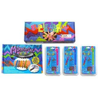 Official Rainbow Loom Starter Kit with Rainbow Loom Monster Tail Travel Kit & 3 Metal Hook Tool Upgrade Kits [Pink, Green & Blue] Toys & Games