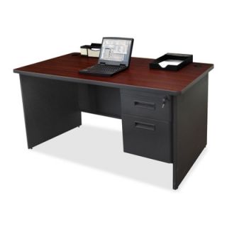Lorell Single Pedestal Desk 67781 / 67782 Finish Mahogany / Charcoal