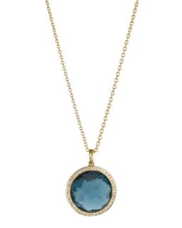 18k Gold Rock Candy Mini Lollipop Diamond Necklace in London Blue Topaz  