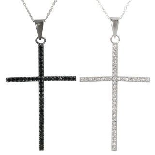 Alexandria Collection Sterling Silver or Rhodium plated Cubic Zirconia Cross Necklace Jewelry