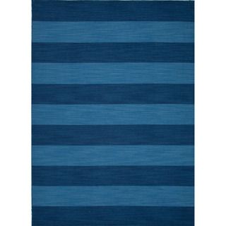 Handmade Flat Weave Stripe Pattern Blue Accent Rug (2 X 3)