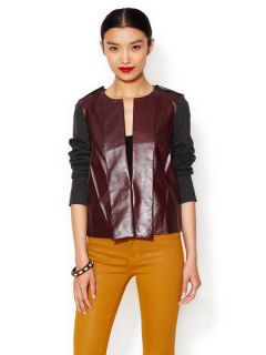 Leather Paneled Knit Jacket by Rachel Roy