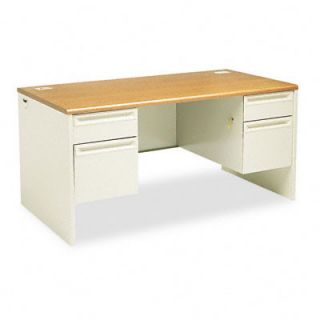 HON 38000 Series Double Pedestal Desk HON38155ML Finish Medium Oak
