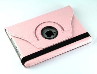 USAMZ909 Stand Smart Cover Pink Lichee Pattern PU Leather Case For Apple iPad Mini 7.85 inch Latest Generation 4G 360 Degrees Rotating Computers & Accessories