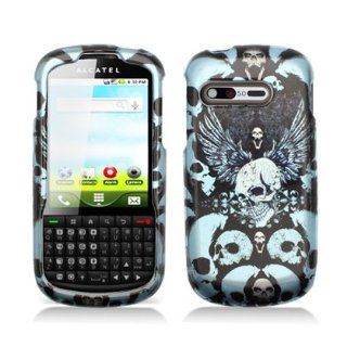 Aimo Wireless AL910CPCIMT049 Hard Snap On Image Case for Alcatel Venture/One Touch Premiere   Retail Packaging   Blue Skulls Cell Phones & Accessories