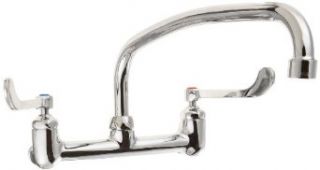 Elkay LK940AT12T6H Chrome Finish Solid Brass Faucet with 12" Arc Tube Spout and 6" Wristblade Handle, 8" Wall Mount Centerset Touch On Kitchen Sink Faucets