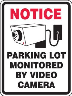 Accuform Signs FRP911RA Engineer Grade Reflective Aluminum Facility Traffic Sign, Legend "NOTICE PARKING LOT MONITORED BY VIDEO CAMERA" with Graphic, 18" Width x 24" Length x 0.080" Thickness, Black on White Industrial & Scien