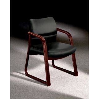 HON 2900 Series Guest Chair with Wood Sled Base 2903 Fabric Black Vinyl