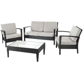 Safavieh Safavieh Outdoor Living Cushioned Brown Glass Top 4 piece Patio Set Brown Size 4 Piece Sets