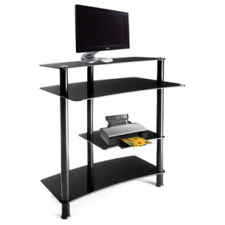 RTA Home And Office 32 W Computer Desk with Keyboard Tray CT 010 Glass Black