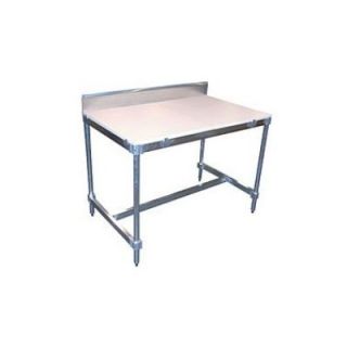 PVIFS 34 Aluminum I Frame Work Table with Back Splash and Poly Top AIFT3034 
