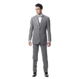 Ferrecci Mens Premium Slim Fit 3 piece Grey Tuxedo Suit