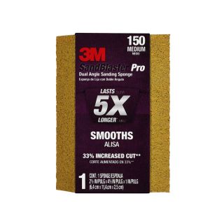 3M 3M(Tm) Sandblaster(Tm) Pro Bare Surfaces Dual Angle Sanding Sponge 9562 Sp, 4.5In x 2.5In x 1In 150 Grit