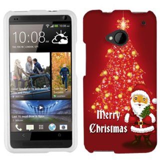 HTC ONE Merry Christmas Christmas Tree on Red Phone Case Cover Cell Phones & Accessories