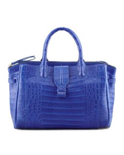 Cristina Crocodile Shoulder Tote Bag, Electric Blue   Nancy Gonzalez