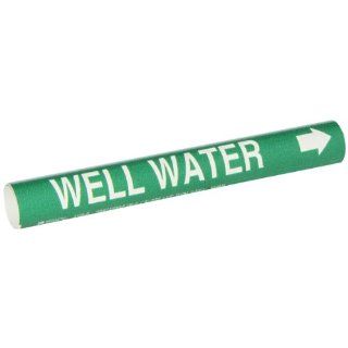 Brady 4156 B Bradysnap On Pipe Marker, B 915, White On Green Coiled Printed Plastic Sheet, Legend "Well Water" Industrial Pipe Markers