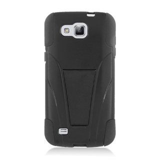 Eagle Cell PHSAMI9260YSTBKBK HypeKick Hybrid Protective Gummy TPU Case with Kickstand for Samsung Galaxy Premier i9260   Retail Packaging   Black Cell Phones & Accessories
