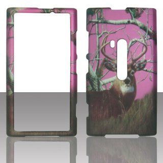 Pink Camo Buck Deer 2D Rubberized Design for Nokia Lumia 920 Cell Phone Snap On Hard Protective Case Cover Skin Faceplates Protector Cell Phones & Accessories