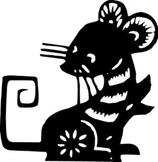 Rat Chinese Zodiac Wall Sticker Decal Silhouette Decoration   12 in. Black  