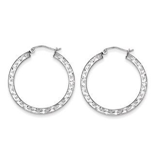 Sterling Silver Rhodium Plated Diamond Cut 40mm Hoop Earrings Jewelry