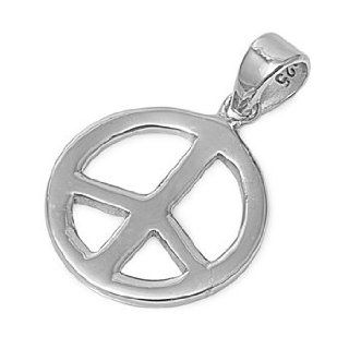 925 Sterling Silver Small Peace Sign Pendant   Silver Peace Sign Charm Pendant Necklaces Jewelry
