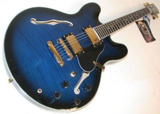 Oscar Schmidt OE30 Delta Blues Semi Hollow Electric Guitar, BlueBurst, OE30FBLB Musical Instruments