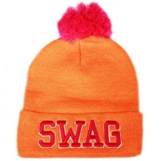 City Hunter Sk961 Swag Neon Beanie Pom Hat (Neon Orange) at  Mens Clothing store