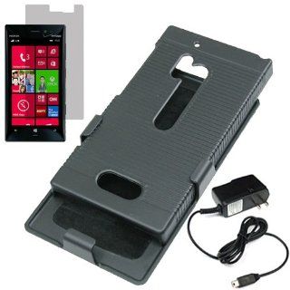 BW Hard Cover Combo Case Holster for Verizon Nokia Lumia 928 + LCD + Home Charger  Black Cell Phones & Accessories