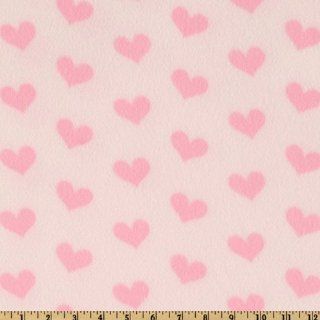 WinterFleece Hearts Fleece Print Light Pink Fabric
