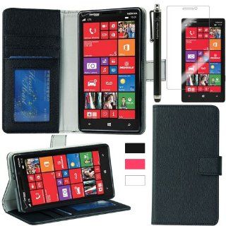 LK Wallet PU Leather Case Flip Cover Built in Card Slots & Stand with Free Screen Protector & Stylus For Verizon Nokia Lumia Icon 929 (Black) Cell Phones & Accessories