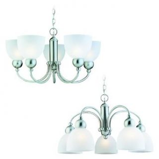 Sea Gull Lighting 31036 962 Metropolis Five Light Chandelier Brushed Nickel Finish with Satin Etched Glass    
