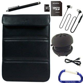 Faux Leather Sleeve Case/Stand and Accessories Bundle with Gizmo Dorks Carabiner Key Chain for the HP Slate 7   Black Computers & Accessories
