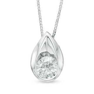 CT. Lab Created Moissanite Solitaire Teardrop Pendant in 14K White