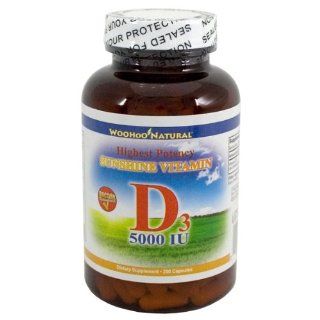 Woohoo Natural Vitamin D3 5000IU 200 Capsules Health & Personal Care