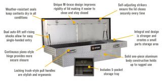 Aluminum Crossover Truck Box — Single-Lid Standard Style, 51in. x 61 1/2in. x 8 1/2in. x 13in. x 20in.  Crossbed Boxes