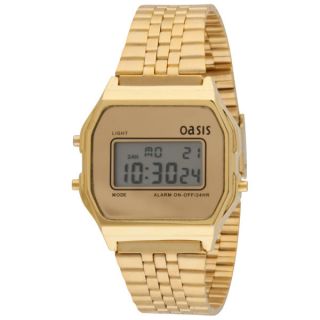 Oasis Womens Retro Gold Digital Watch      Clothing