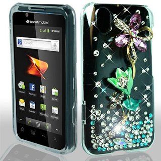 3D Clear Pink Flower Bling Gem Jeweled Crystal Cover Case for LG Ignite 855 Marquee LS855 Sprint LG855 Boost L85C NET10 Straight Talk Optimus Black P970 L85C Majestic US855 US Cellular Cell Phones & Accessories