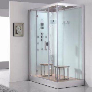 Shop Ariel Bath DZ961F8W L Platinum Steam Shower amp; Sauna 59" x 35.4" Rectangular 2 Person White Left Side Opening at the  Home D�cor Store. Find the latest styles with the lowest prices from Ariel Bath