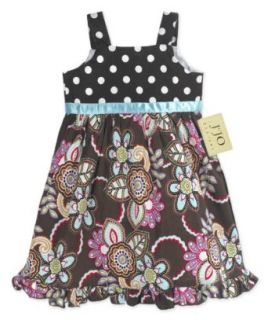 JoJo Designs Girl's Polka Dot and Brown Floral Dress, 6 to 12 Months Infant And Toddler Dresses Clothing