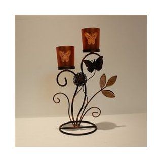 Special promotions European classical flowers butterfly shaped wrought iron glass candle holder ornaments new home decorations  