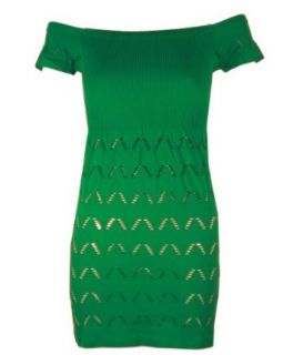 Green Seamless Dress Cut Out Bottom Pattern Ribbed Top
