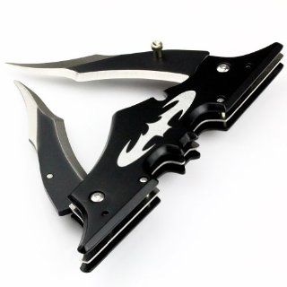 Pocket Folding Knight Black Batman Double Blade Bladed Knife Kit  Sports & Outdoors