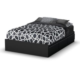 South Shore Furniture Step One Pure Black Full Platform Bed with Storage